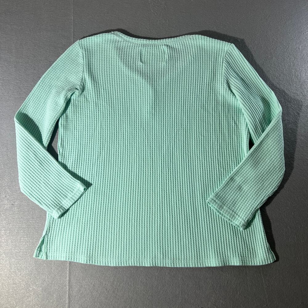 Hanes Comfort Sleep Mint Waffle Henley Top XL - Picture 2 of 7